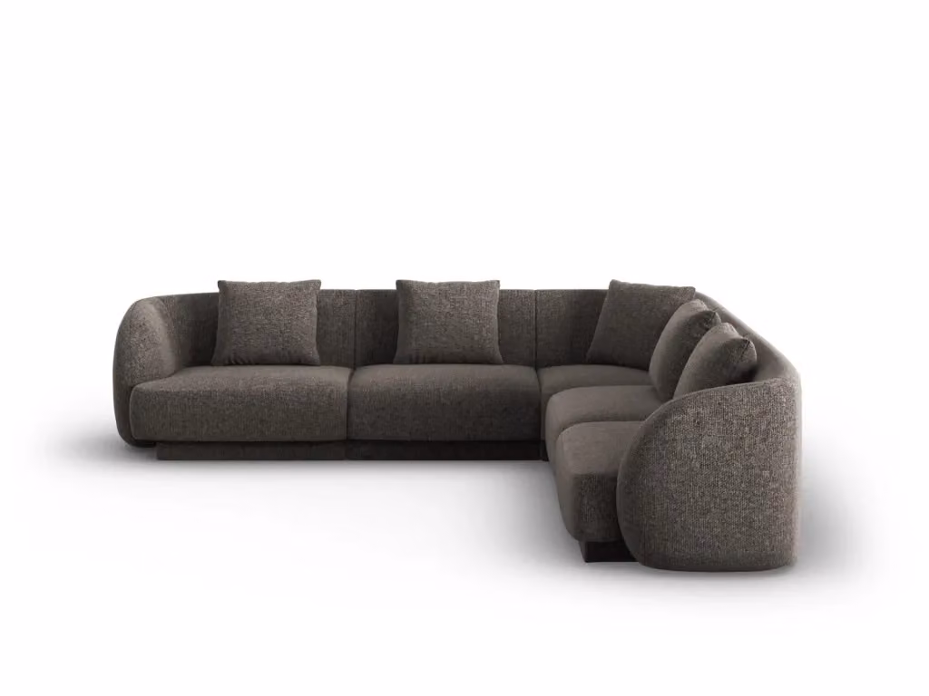Divano angolare reversibile Tulum Cosmopolitan Design in ciniglia grigio per 5 persone L 255 x P 141 x H 70 cm – 2