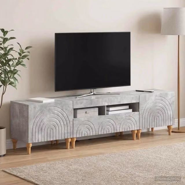 Mobile TV LED a 3 pezzi Grigio Cemento Legno ingegnerizzato 3416500