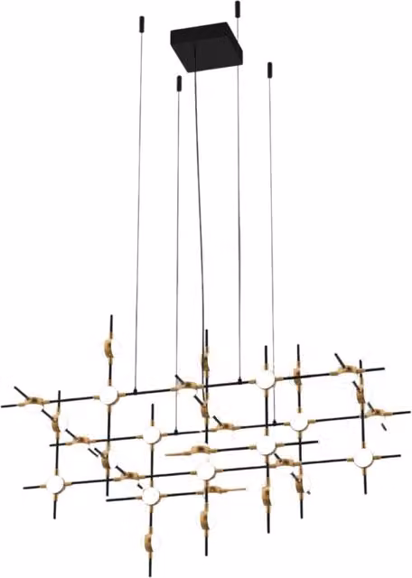 Lampada a sospensione industriale Italux in metallo nero e oro con LED dimmabile da 72W luce bianca calda