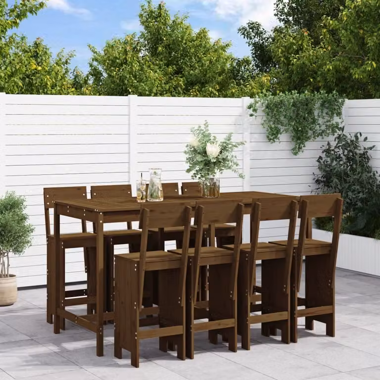 Maison Exclusive - Set Bar da Giardino 9 pz ambra in Legno Massello di Pino