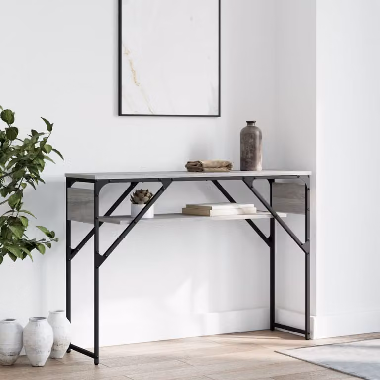 vidaXL Tavolo Consolle in Grigio Sonoma con Ripiano in Multistrato L/P/H: 105 x 30 x 75 cm