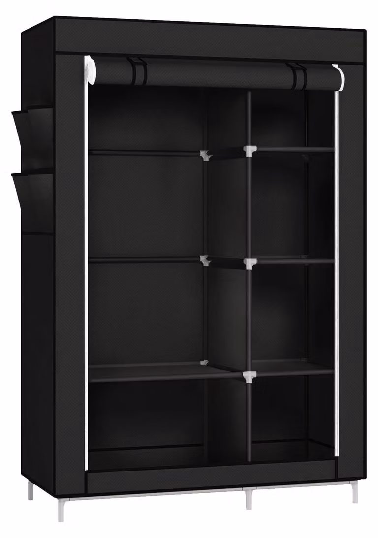 Armadio in tessuto - Armadio guardaroba - Tessuto non tessuto - Contenitore per vestiti - 105 x 45 cm - Nero