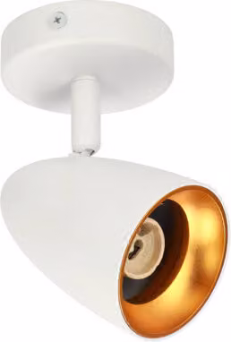 Plafoniera a faretto singolo OVO 1 oro bianco, nastro, IP20, GU10, bianco, anello oro EDO777236 EDO