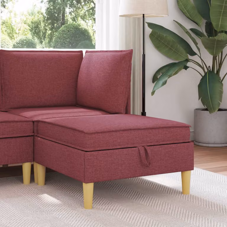 Divano con contenitore in tessuto vidaXL stile minimalista per soggiorno in marrone e rosso