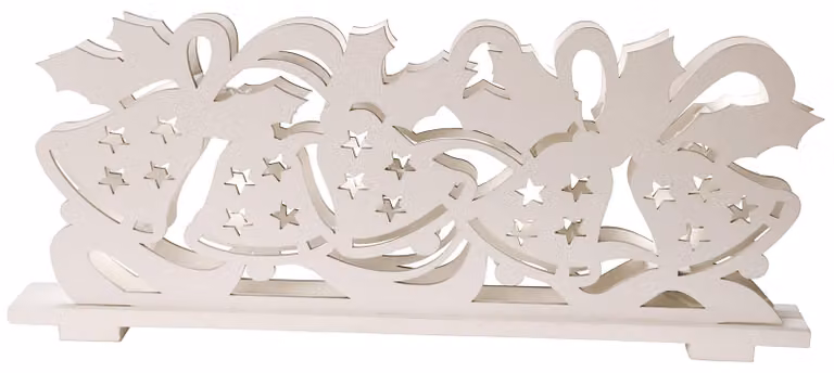 Illuminazione LED per finestre "Dancing Bells": 10 LED bianco caldo, legno, 17x40 cm, colore bianco