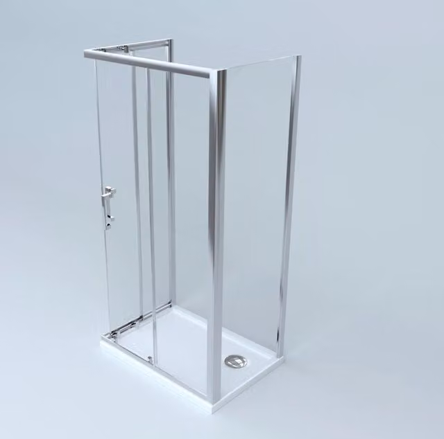 Box Doccia 3 lati 70x70x90 cm: fisso + angolare scorrevole Cromato LICA