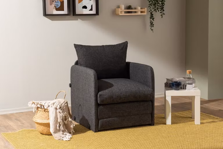 Hanah Home, Saga Single - Dark Grey, divano letto, grigio scuro, 100% METALLO, 68 x 70 x 66 cm