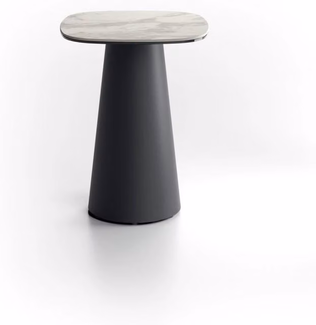 Tavolino da salotto Pillar Small - Design moderno con piano in marmo bianco e struttura in metallo verniciato antracite - 40x40cm