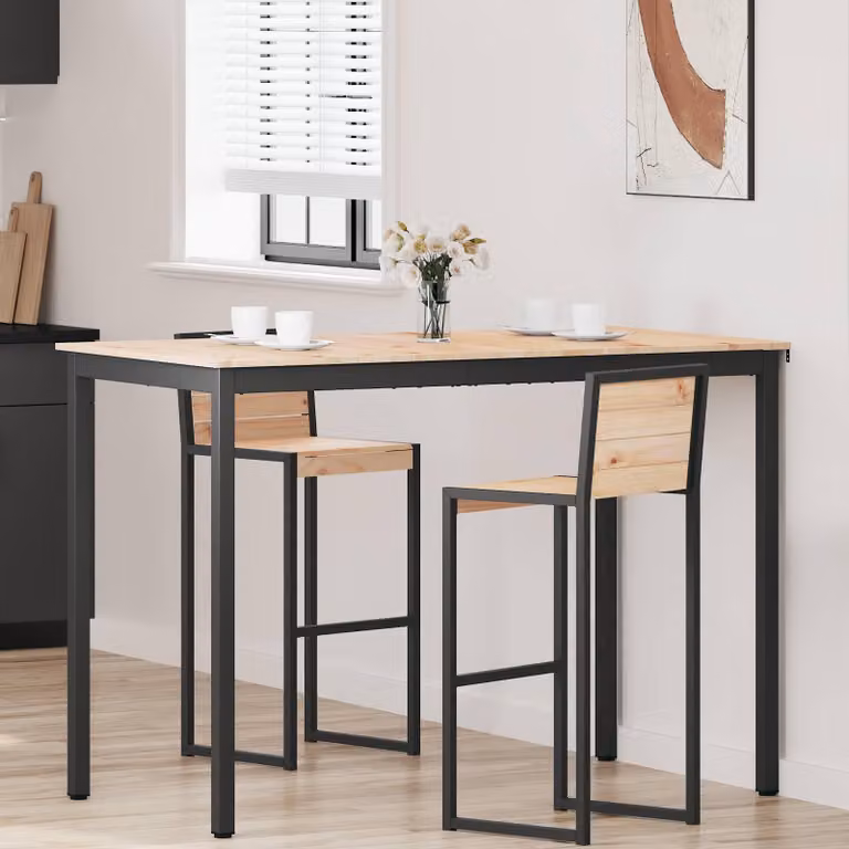 Maison Exclusive - Tavolo da bar, dimensioni 150 x 80 x 105 cm, legno di pino massello, finitura naturale