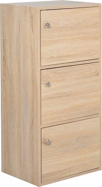 HOMCOM Armadio Multiuso a 3 Piani con Ante e Maniglie Tonde, Mobile Legno Organizzatore Casa Ufficio Soggiorno, 48x34x100cm, Color Legno  Aosom Italy
