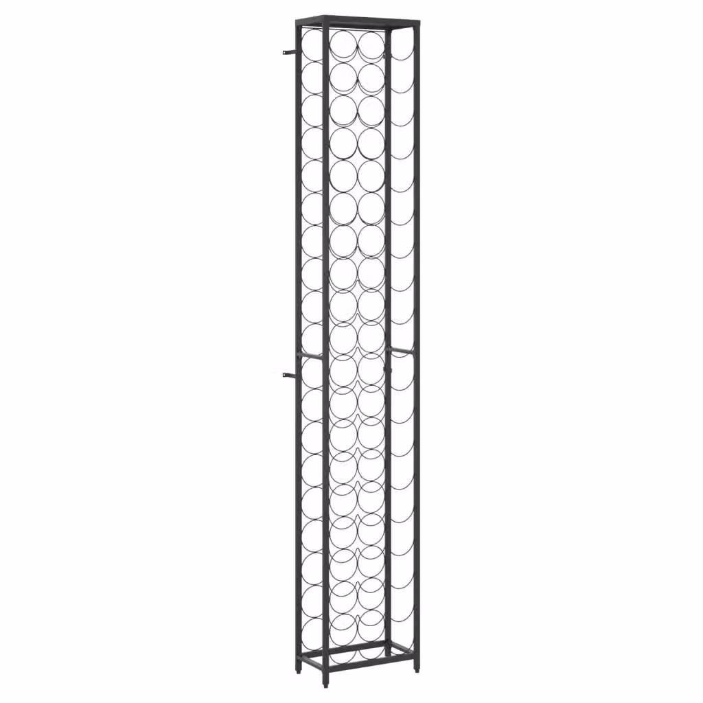 Portavini vidaXL per 57 Bottiglie in Metallo Nero Opaco L/P/H: 34 x 18 x 200 cm – 2