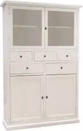 Vetrina dispensa in legno Shabby bianco opaco