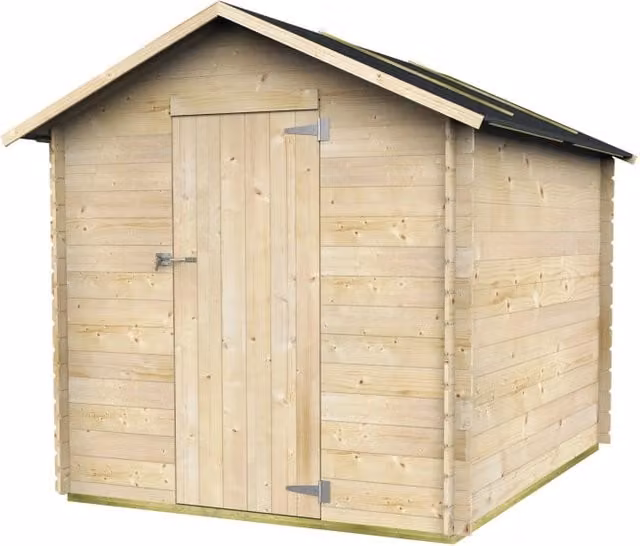 Casetta in legno Alce Bh16 Formia con tetto a capanna, stile rustico, colori nero e beige, L: 178 cm, H: 218 cm