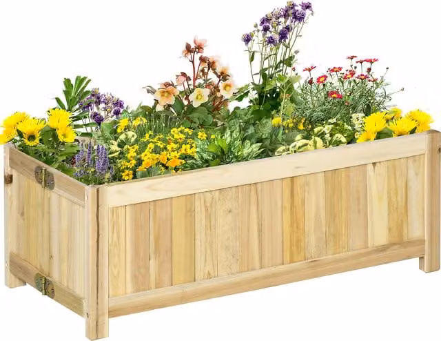 Fioriera in legno pieghevole Outsunny per orto rialzato da balcone, colore marrone, L 70 x P 30 x H 25 cm