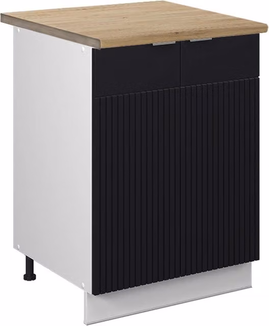 Mobiletto base cucina Fame-Line Vicco Nero rigato e Bianco, L: 60 cm, H: 82 cm