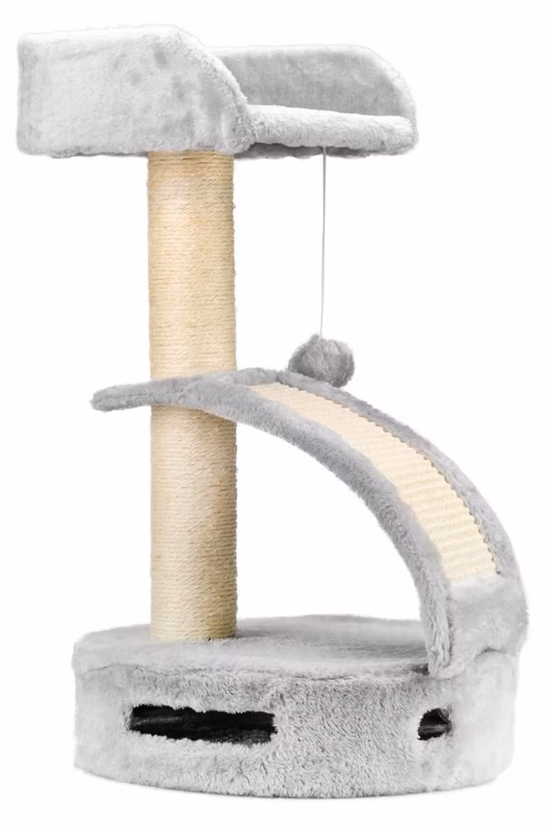 Albero per gatti, 58 cm di altezza, grigio, con rifugio e area giochi