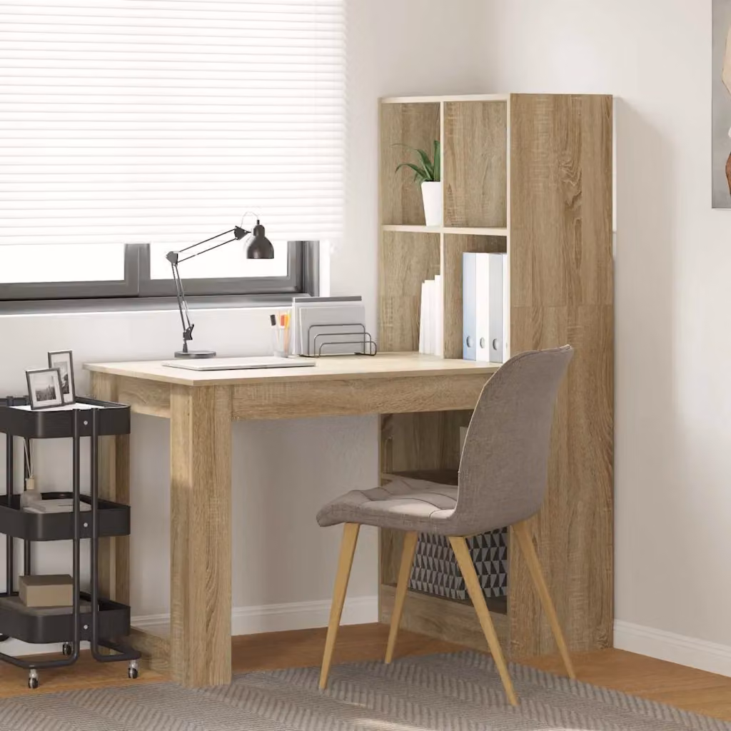 Scrivania moderna vidaXL in legno ingegnerizzato rovere sonoma beige e marrone L 122 cm x P 67 cm x H 145 cm