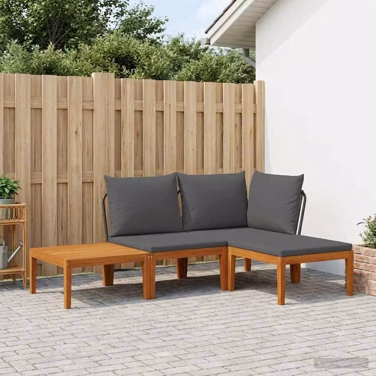 Set di 4 sedie da giardino vidaXL in legno massiccio di acacia e corda Naturale