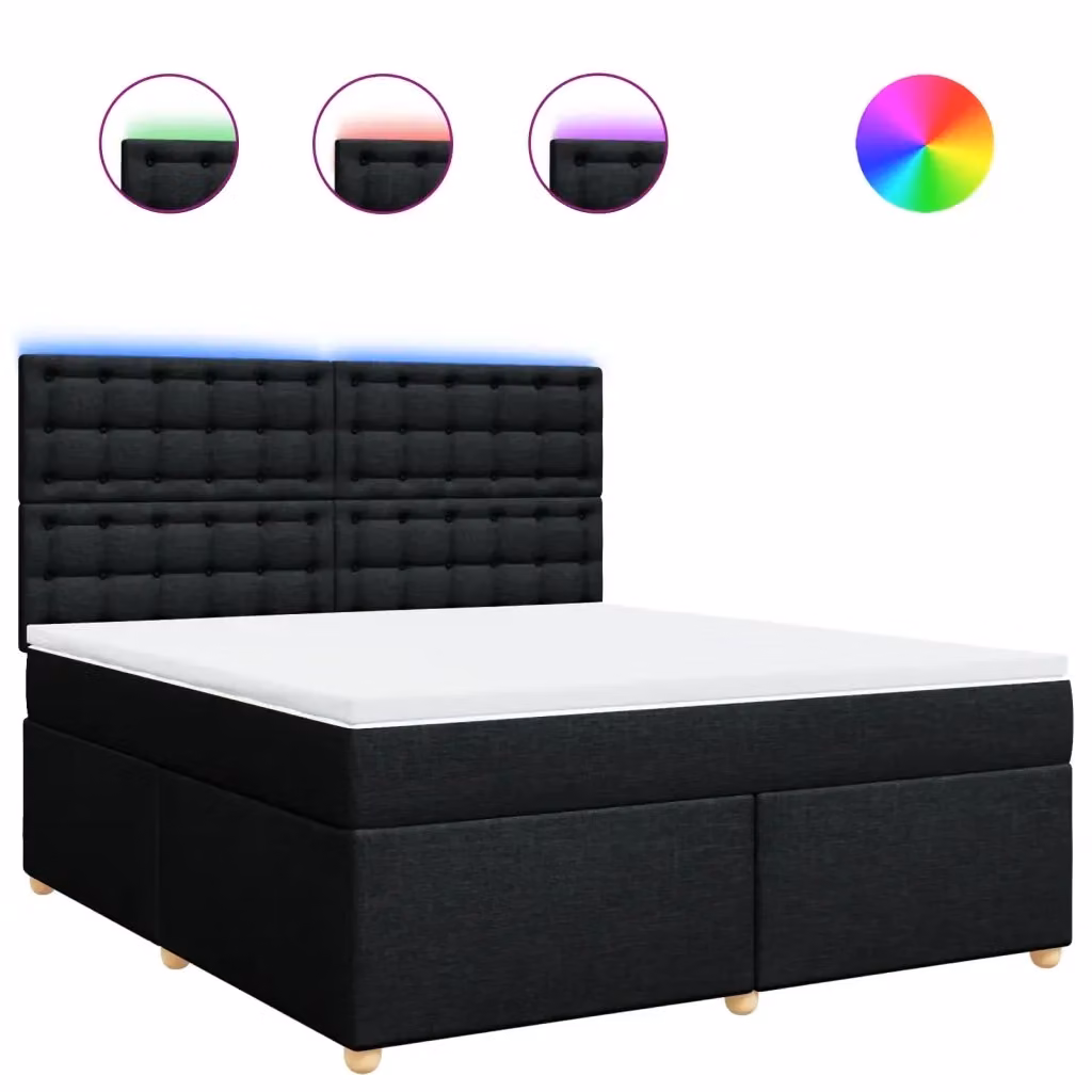 Letto Ibrido Moderno vidaXL con Materasso Nero e Struttura in Legno e Tessuto L/P: 180 x 200 cm – 2