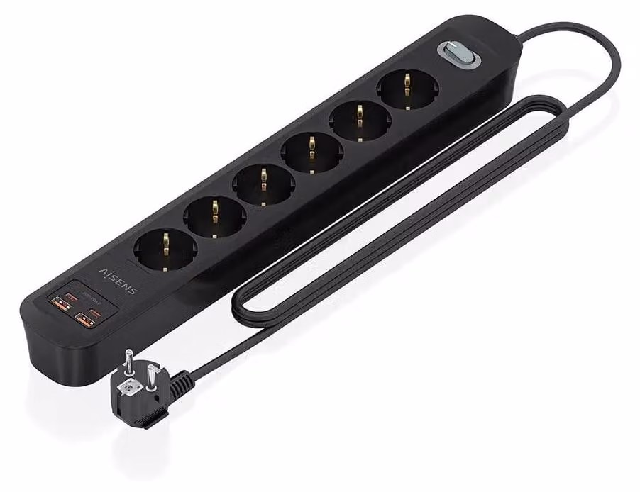 AISENS ASPS-2A2C17-BK, 1,4 m, per interni, tipo F, tipo F, 1,5 mm², rame