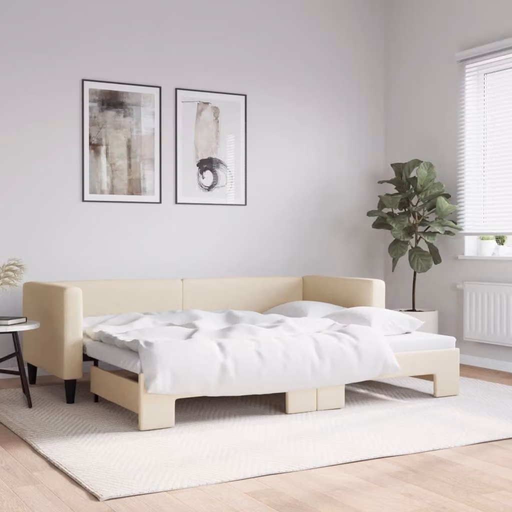 Maison Exclusive - Divano letto estraibile color crema 80x200 cm in tessuto