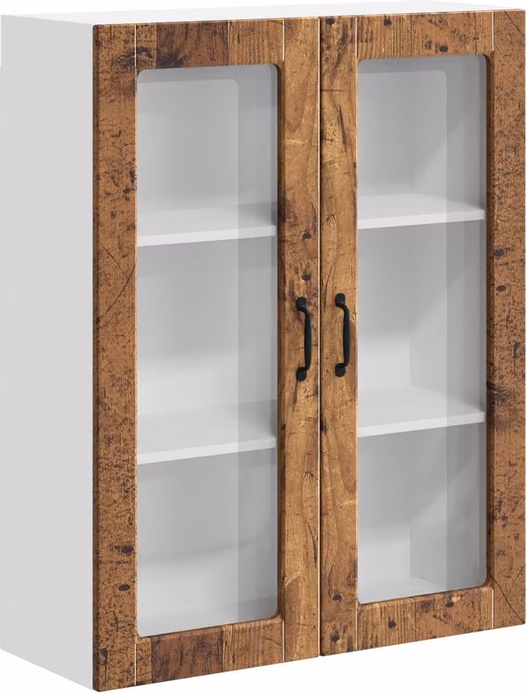 Mobile in vetro da parete LUCCA Legno antico 80 x 31 x 100 cm