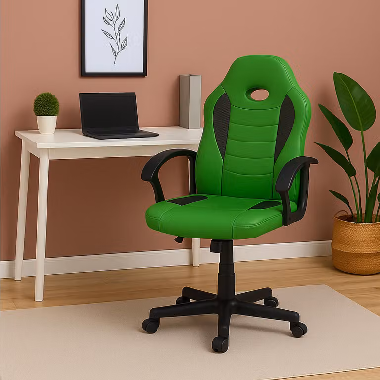 Sedia da scrivania Junior regolabile in altezza, sedia girevole ergonomica verde