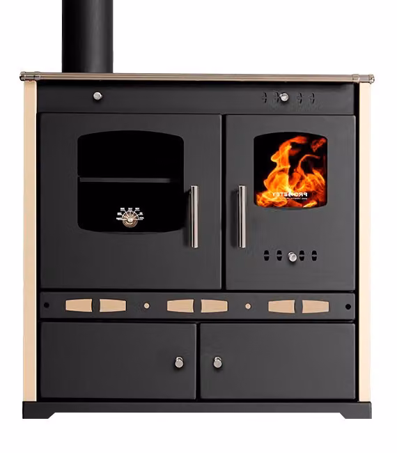 Stufa a legna Prometey Perfect Eco LUX - 7,38 kW con piastra in ghisa