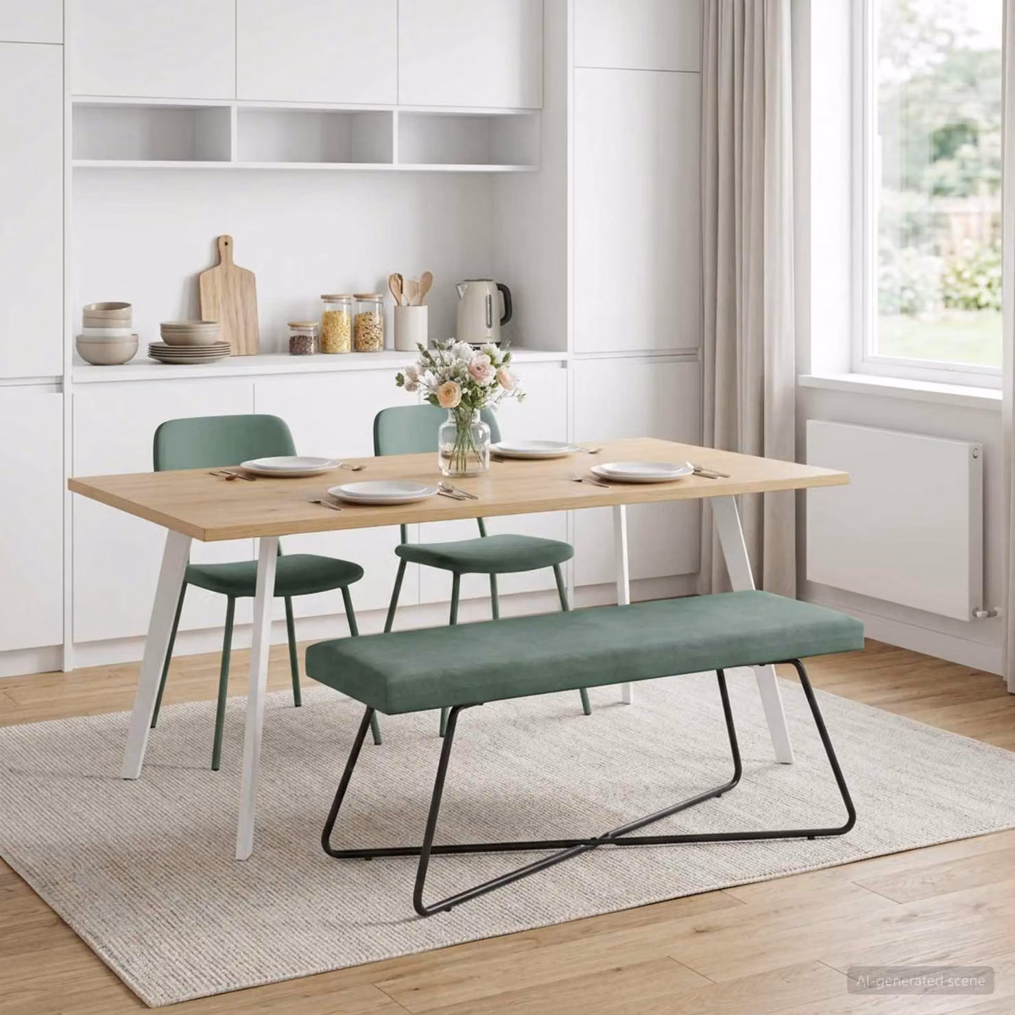 Panchina moderna vidaXL in velluto verde mare L: 110 cm, P: 40 cm, H: 45 cm