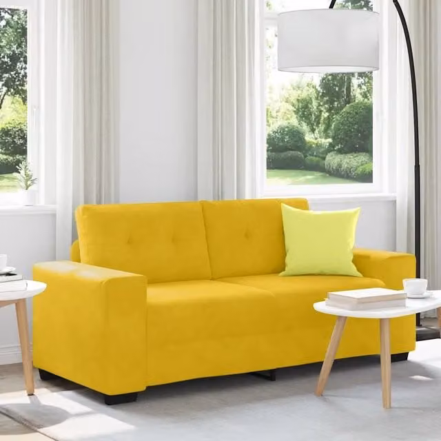 Divano Divanetto Giallo 180x77x82 cm in Velluto 4105128