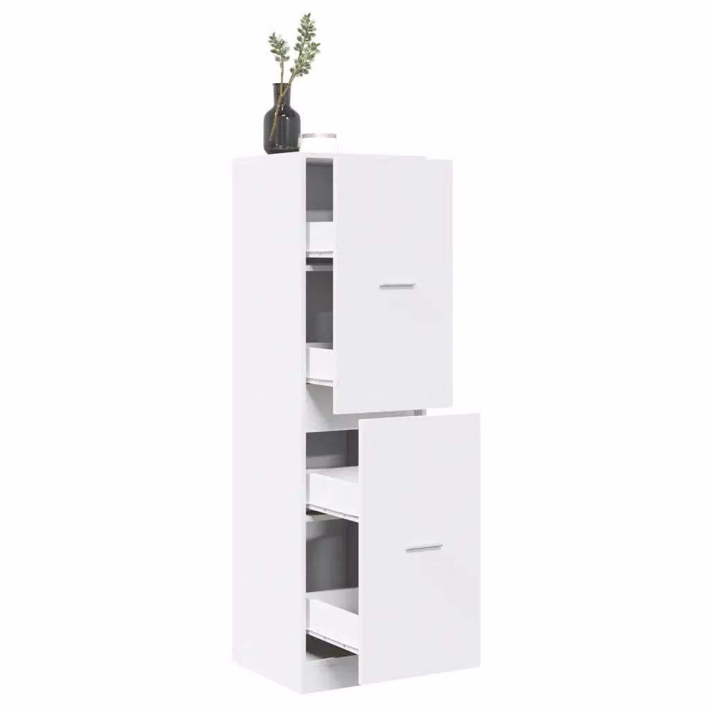 Armadietto da Farmacia da Parete vidaXL Bianco con Cassetti e Ante a Battente in MDF, L 40 cm x P 41 cm x H 144,5 cm