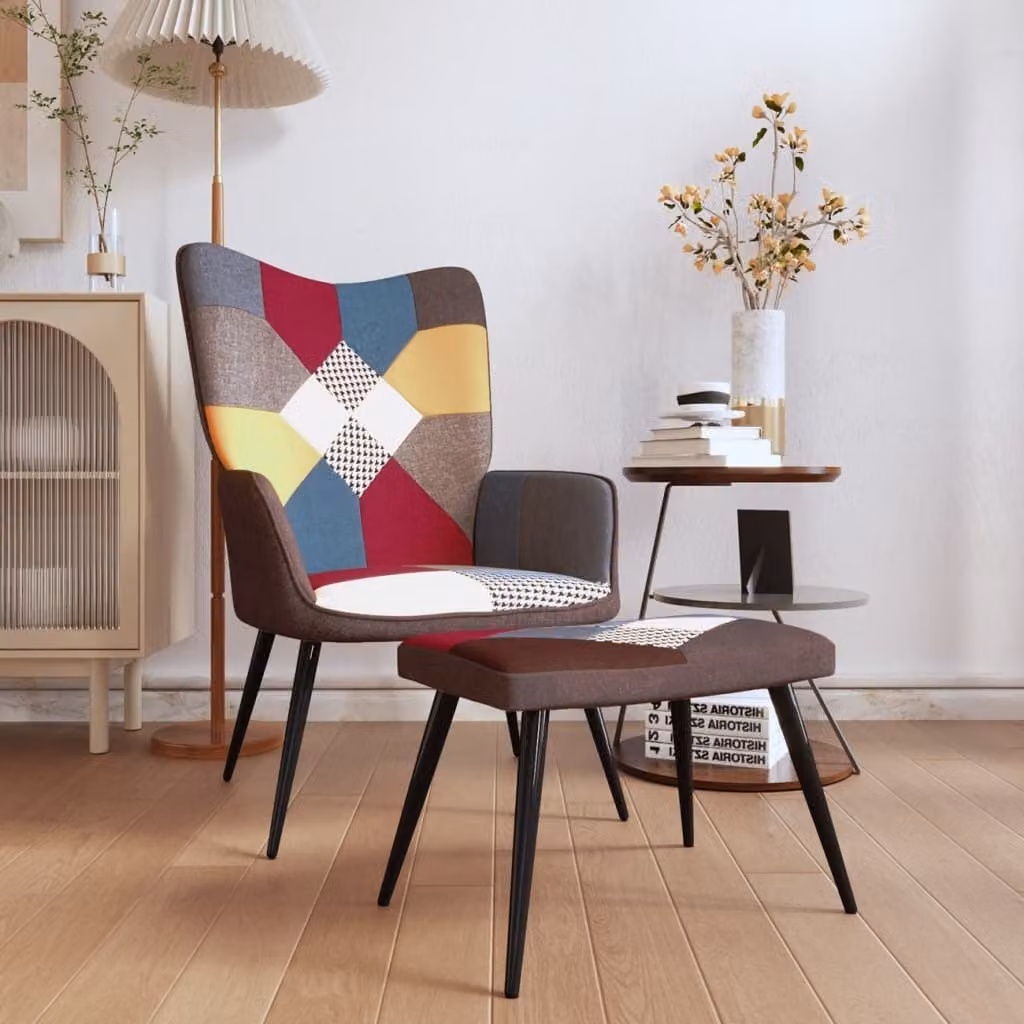 Maison Exclusive - Poltrona relax con poggiapiedi in tessuto patchwork
