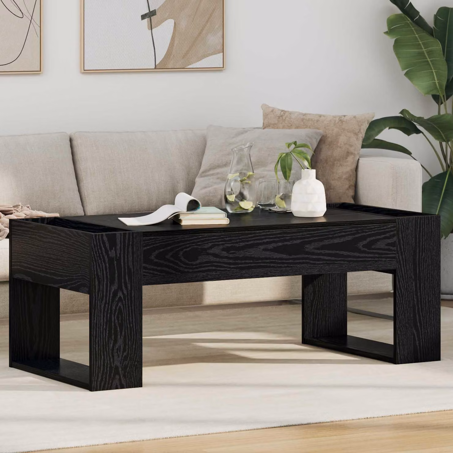 Maison Exclusive - Tavolino da salotto effetto rovere nero 110 x 50 x 41 cm Materiale ligneo