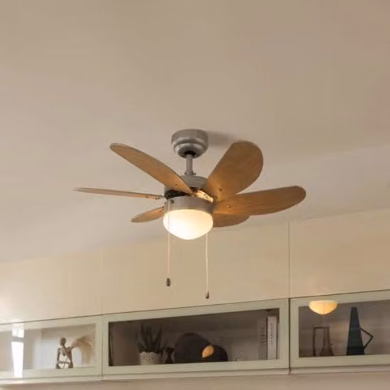 Ventilatore da soffitto per camera da letto - Plafoniere con ventilatore - Ventilatore da soffitto con illuminazione - Grigio