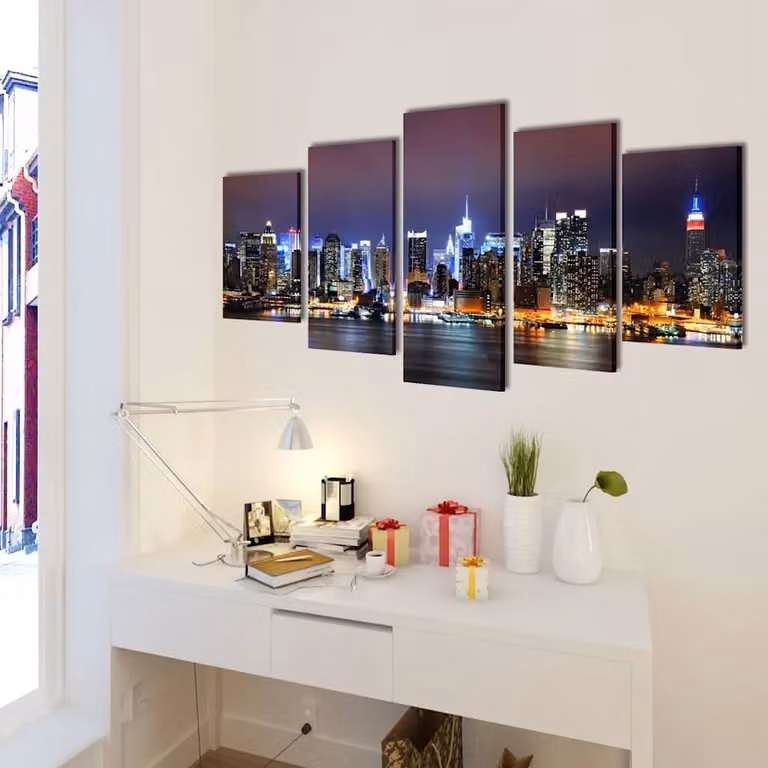 vidaXL Set Stampa su Tela Skyline di New York Colorato 100x50 cm