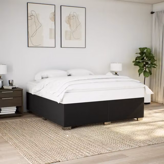 Giroletto senza Materasso-Struttura Letto Nero 180x200 cm in Tessuto 957716