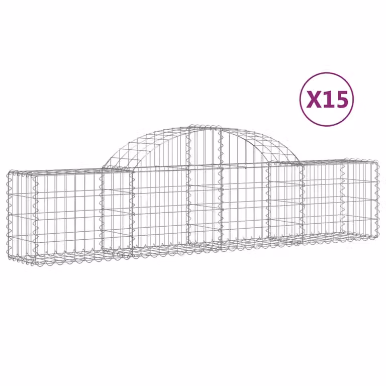 Cesti Gabbioni ad Arco 15 pz 200x30x40/60 cm Ferro Zincato