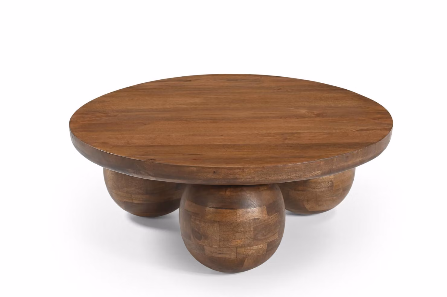 Legno di marmo - Tavolino rotondo Siena Ø80 x H30 cm in legno massiccio di mango marrone - elegante tavolino da salotto dal design rustico boho scandi