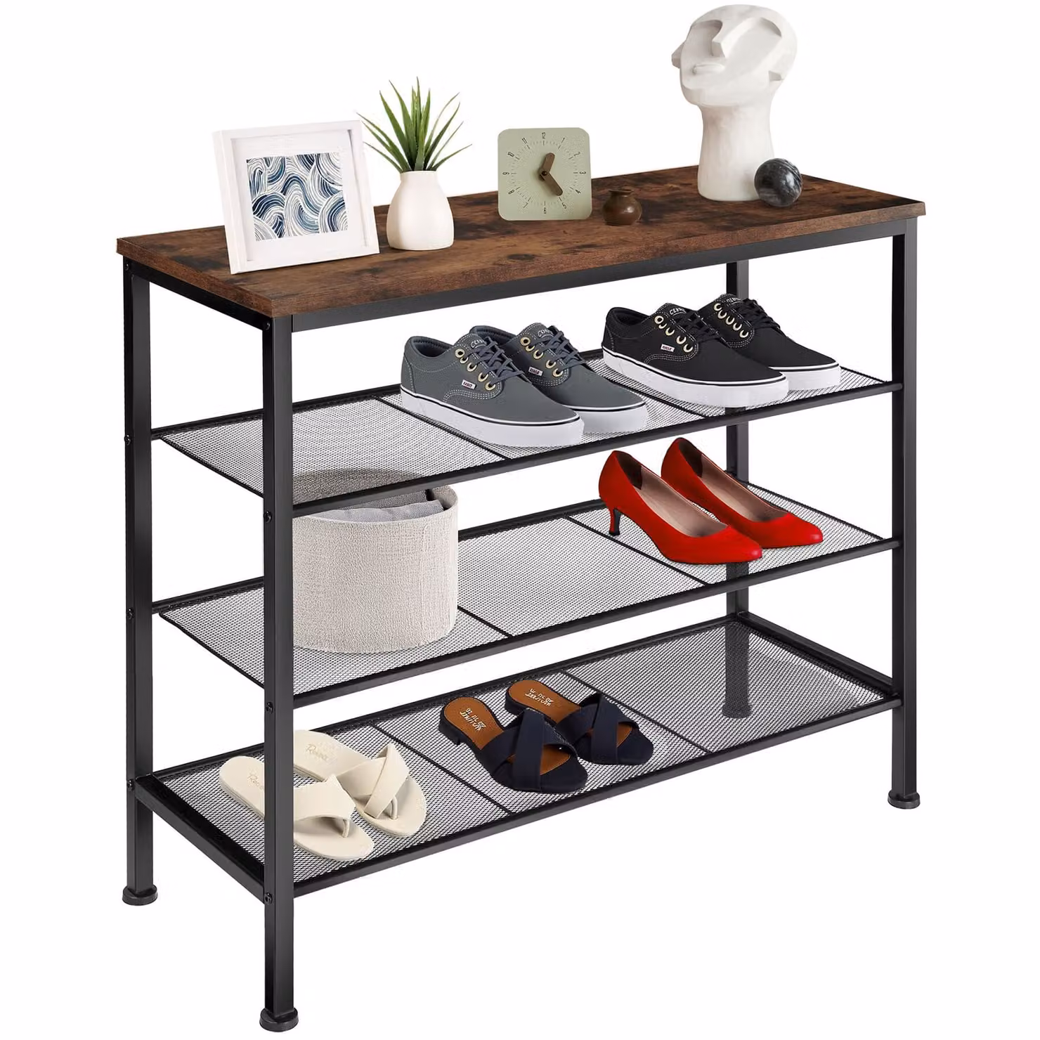Scarpiera Newport tectake in stile industriale, colore marrone, L 80,5 x P 30,5 x H 72,5 cm – 1