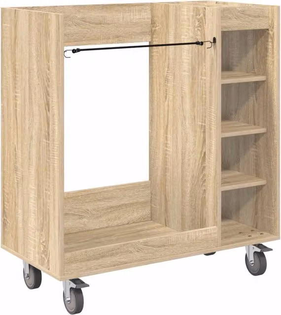 Armadio portaoggetti moderno con ruote, ampio spazio di archiviazione, 90 x 45 x 98 cm, in legno rovere sonoma 02_0055065