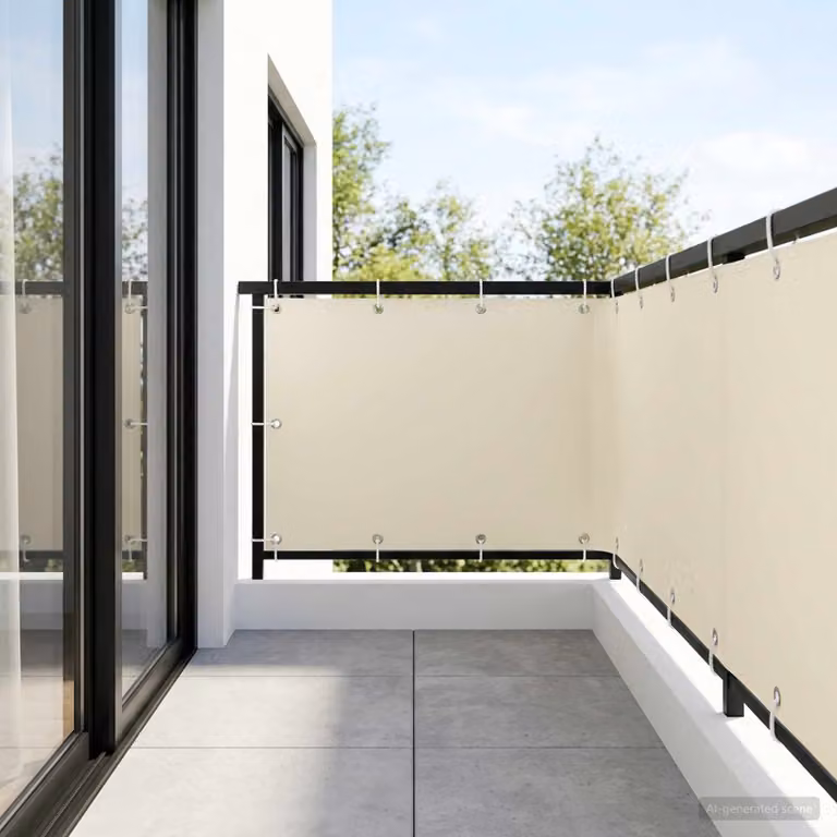 Schermo di privacy per balcone vidaXL in poliestere beige, H: 120 cm x L: 15 m