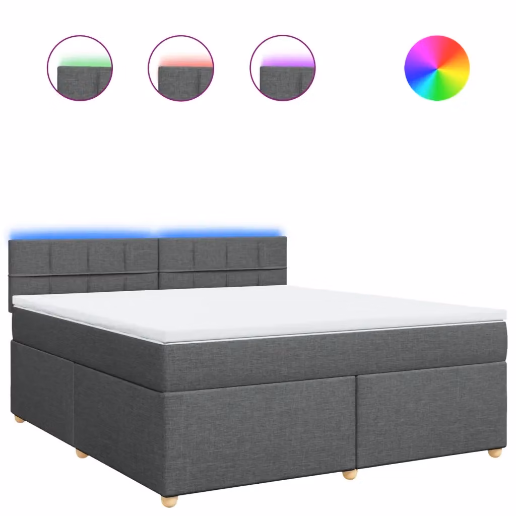 Letto con Giroletto a Molle e Materasso vidaXL in Tessuto Grigio e Bianco L/P/H: 180 x 180 x 100,5 cm – 2