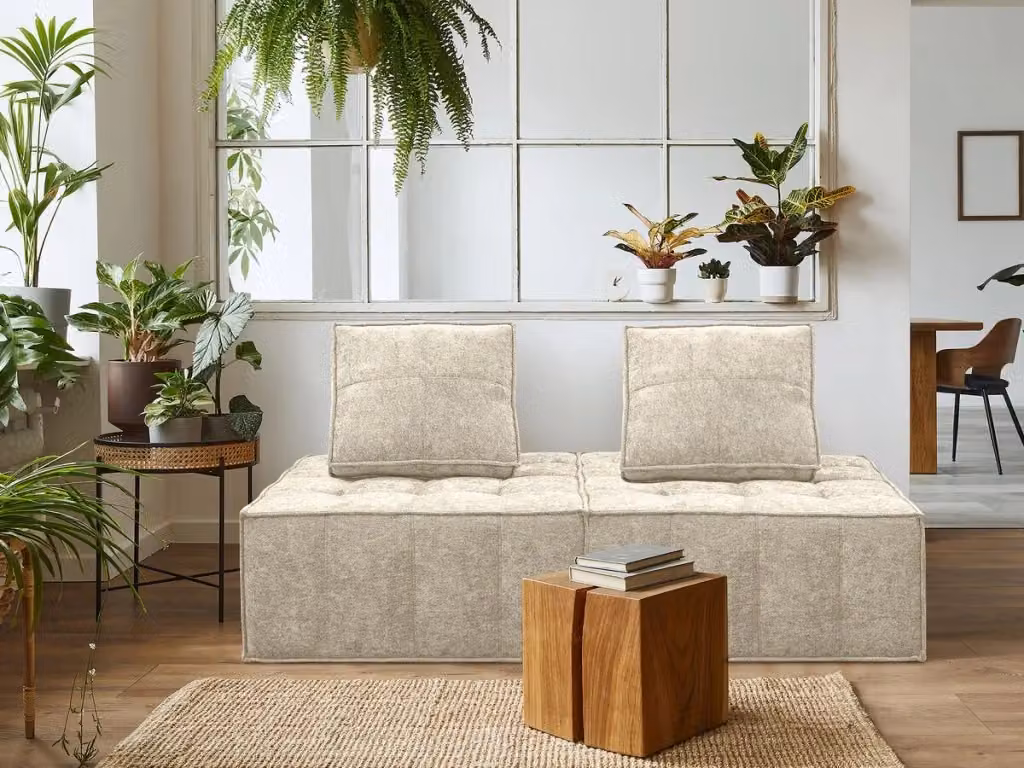 Poltrona moderna in velluto beige con seduta a vasca L/P/H: 96 x 100 x 89 cm – 2