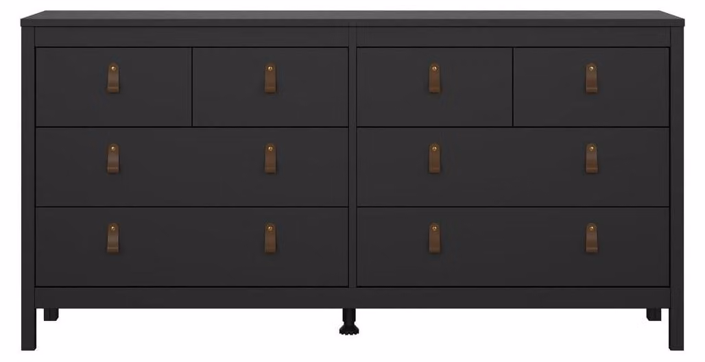 Calicosy - Comò doppio 8 cassetti nero opaco L159,6 cm - BARCELONE