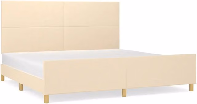 Letto matrimoniale | Letto per adulti | Giroletto senza Materasso Crema 200x200 cm in Tessuto
