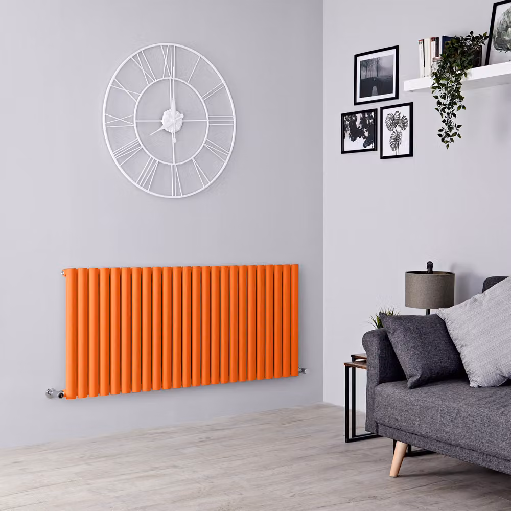 Radiatore di Design Orizzontale  Arancione (Sunset Arancione) -  635mm x 1416mm  - Pannello Singolo  - Revive