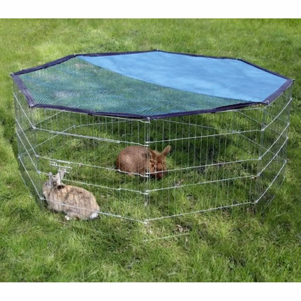 Recinto ottagonale da esterno per animali di piccola taglia con parasole Trade Shop Traesio in acciaio zincato e PVC – 2