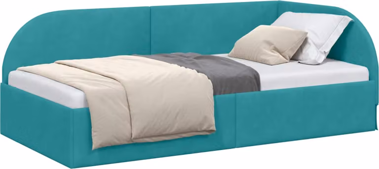 Cornice del letto ad angolo Turchese 100 cm x 200 cm Velluto