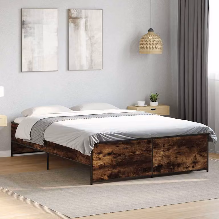 Giroletto vidaXL in legno e metallo color rovere fumo L: 120 cm, P: 200 cm