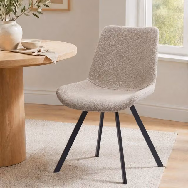 Set 2 Sedie da Pranzo Girevoli in Tessuto Khaki